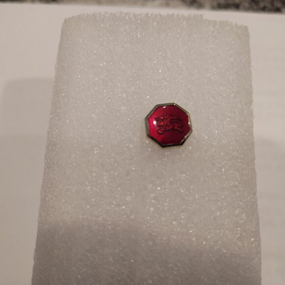 Burberrys Tie Tack - Gold Plated, Red enamel with Burberry Logo - Picture 13 of 16